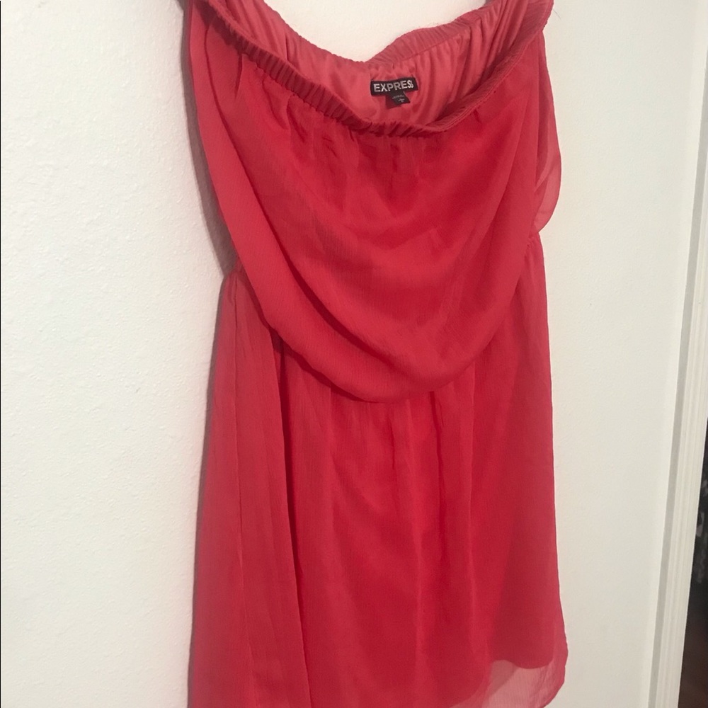 Express coral strapless dress
